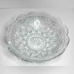 Cristal D Arques Durand Joanna  Pattern Cut Crystal Shallow Round Serving Bowl